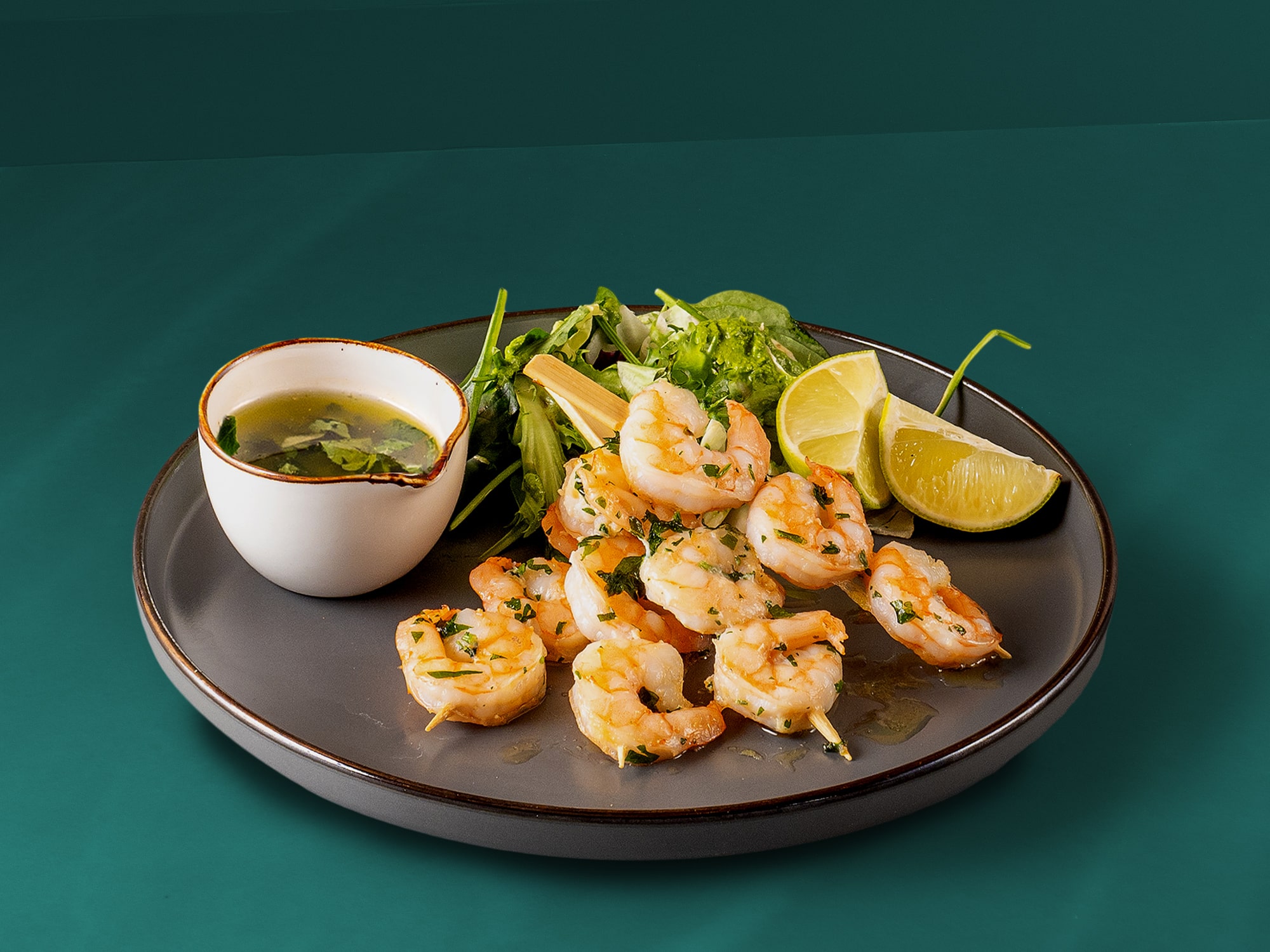 Grilled shrimps skewers